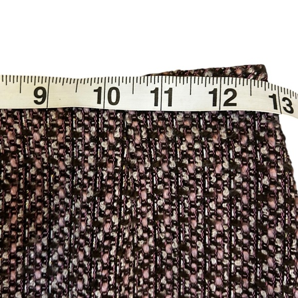 Women’s Pink Black White Tweed Pencil Skirt Velvet Fringe Trim Size 2 - Picture 9 of 11